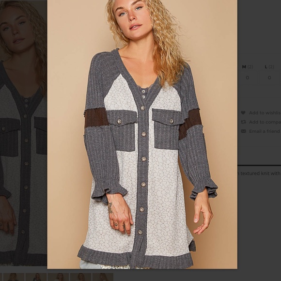 Pol “Amalfi Coast” POL Long Sleeve V-Neck Cardigan with Textured knit BR25 - Picture 2 of 5